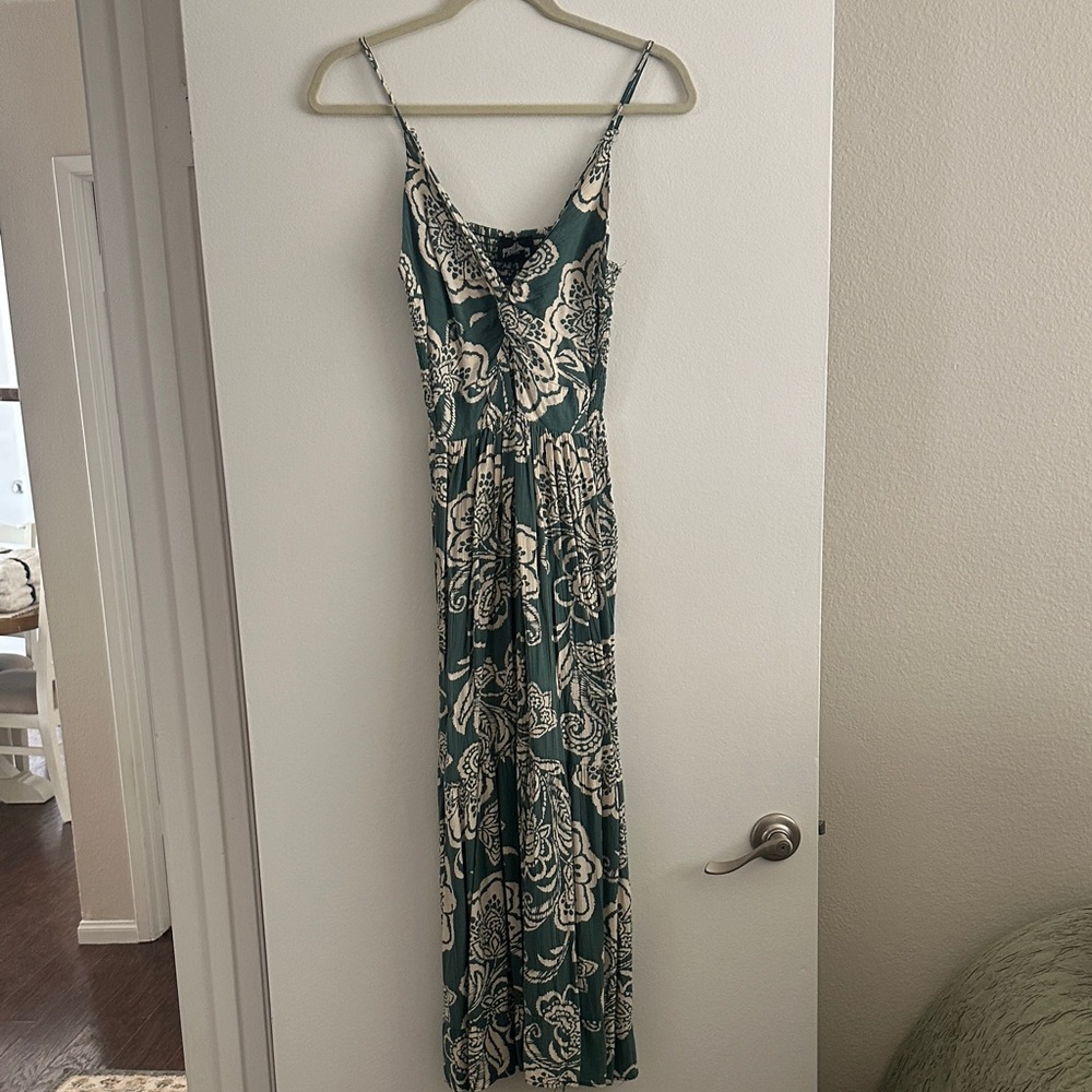 Angie Teal and Cream Floral Maxi Dress